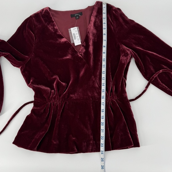NWT J. Crew Burgundy Red Velvet Top Women's Size 8 Faux-Wrap Holiday Party - Picture 10 of 13